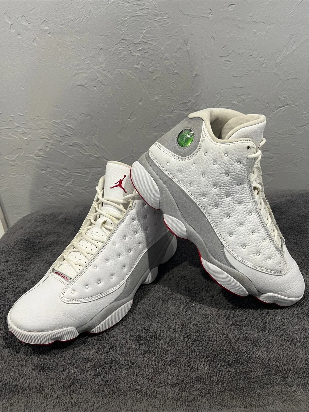🔥🏀 NIKE AIR JORDAN 13 Retro Shoes Wolf Grey White Red 414571-160 Mens 11 - EUC